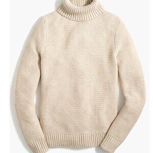 J.Crew Turtleneck Sweater, Cotton/Merino, Heather Oatmeal, Size Small